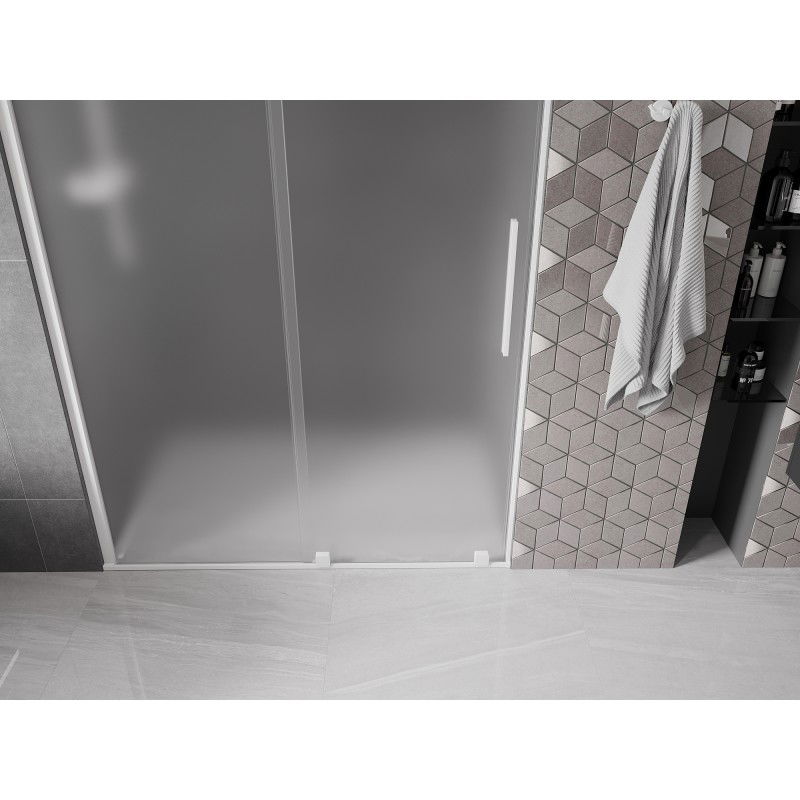 Mexen Velar sliding shower door 130 cm, frost, white - 871-130-000-31-20