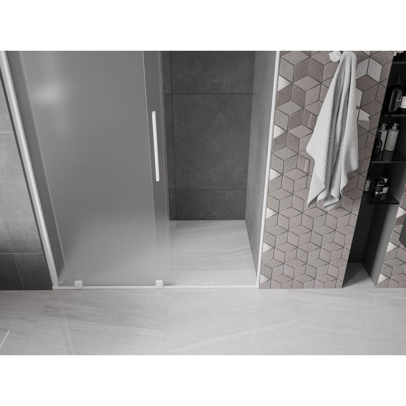 Mexen Velar sliding shower door 130 cm, frost, white - 871-130-000-31-20