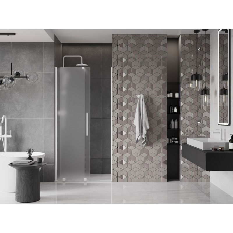 Mexen Velar Sliding Shower Doors 120 cm, Frosted, White - 871-120-000-31-20