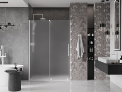 Mexen Velar sliding shower door 130 cm, frosted, white - 871-130-000-31-20