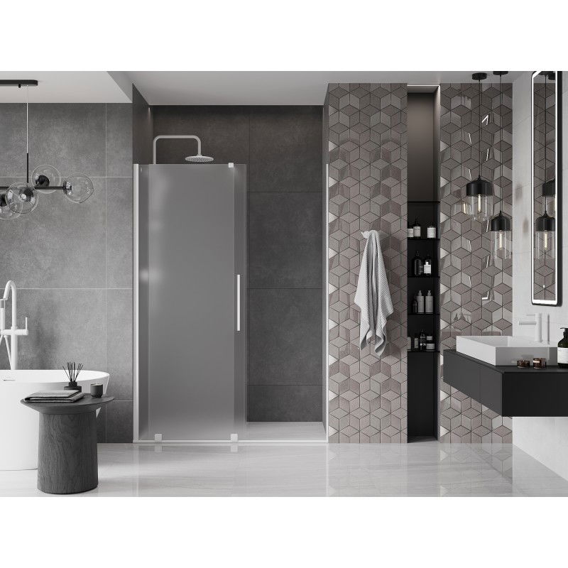 Mexen Velar sliding shower door 160 cm, frost, white - 871-160-000-31-20