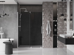 Mexen Velar sliding shower doors 160 cm, graphite, white - 871-160-000-41-20