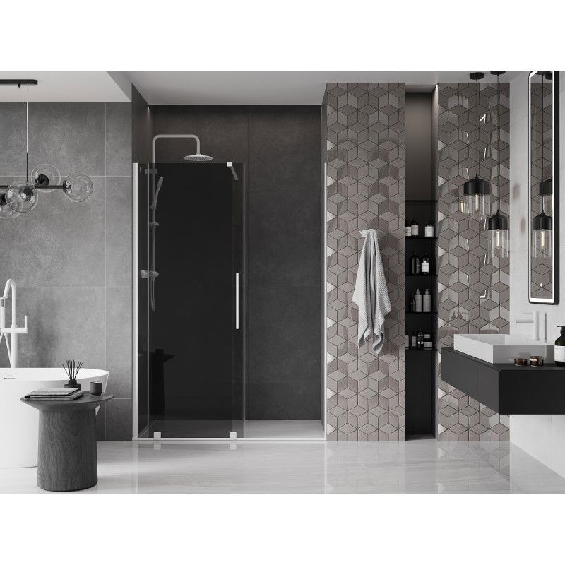 Mexen Velar sliding shower door 130 cm, graphite, white - 871-130-000-41-20