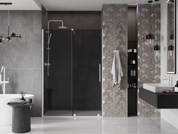 Mexen Velar Sliding Shower Door 150 cm, Graphite, White - 871-150-000-41-20
