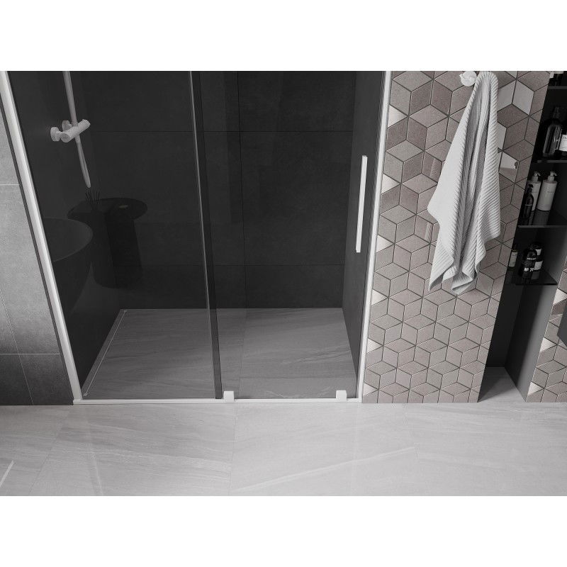 Mexen Velar 150 cm Sliding Shower Doors, Graphite, White - 871-150-000-41-20