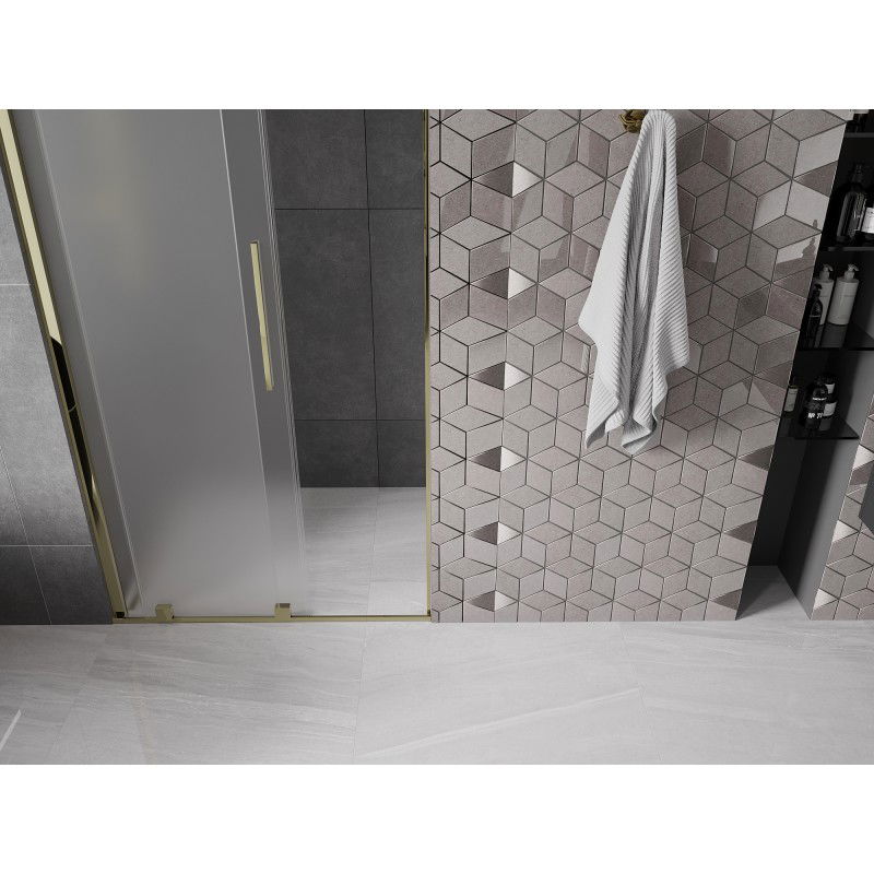 Mexen Velar sliding shower doors 90 cm, frosted, gold - 871-090-000-31-50