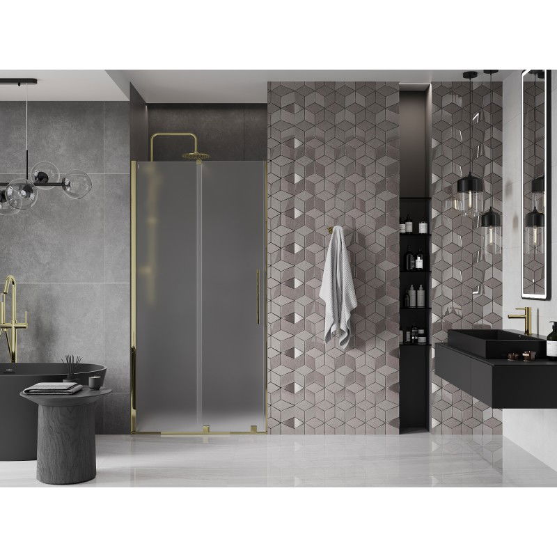 Mexen Velar sliding shower doors 90 cm, frosted, gold - 871-090-000-31-50