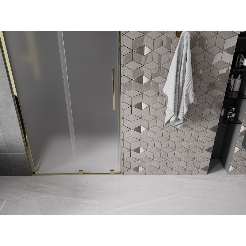 Mexen Velar sliding shower door 110 cm, frosted, gold - 871-110-000-31-50