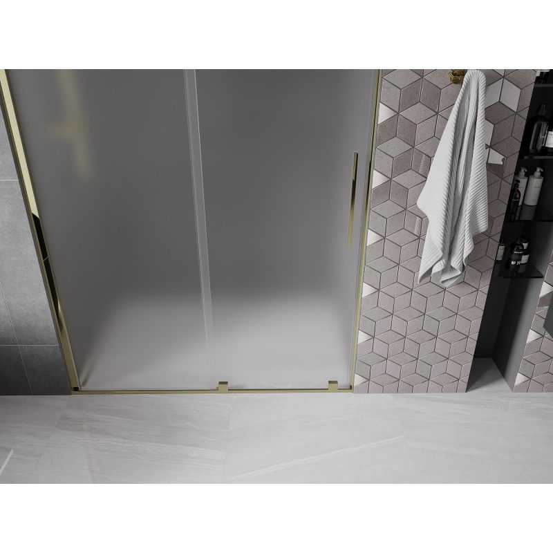 Mexen Velar sliding shower door 140 cm, frost, gold - 871-140-000-31-50
