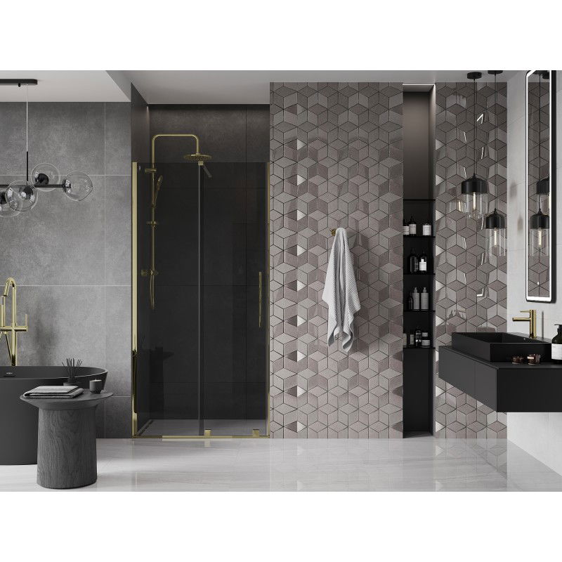 Mexen Velar sliding shower door 120 cm, graphite, gold - 871-120-000-41-50