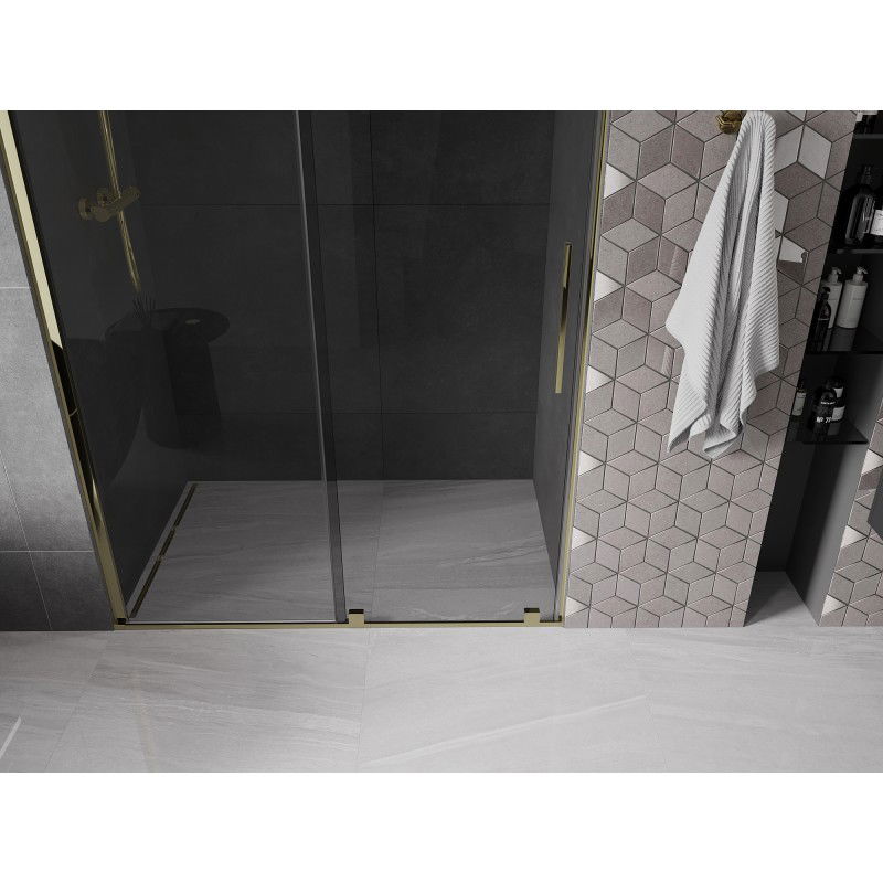 Mexen Velar sliding shower doors 140 cm, graphite, gold - 871-140-000-41-50