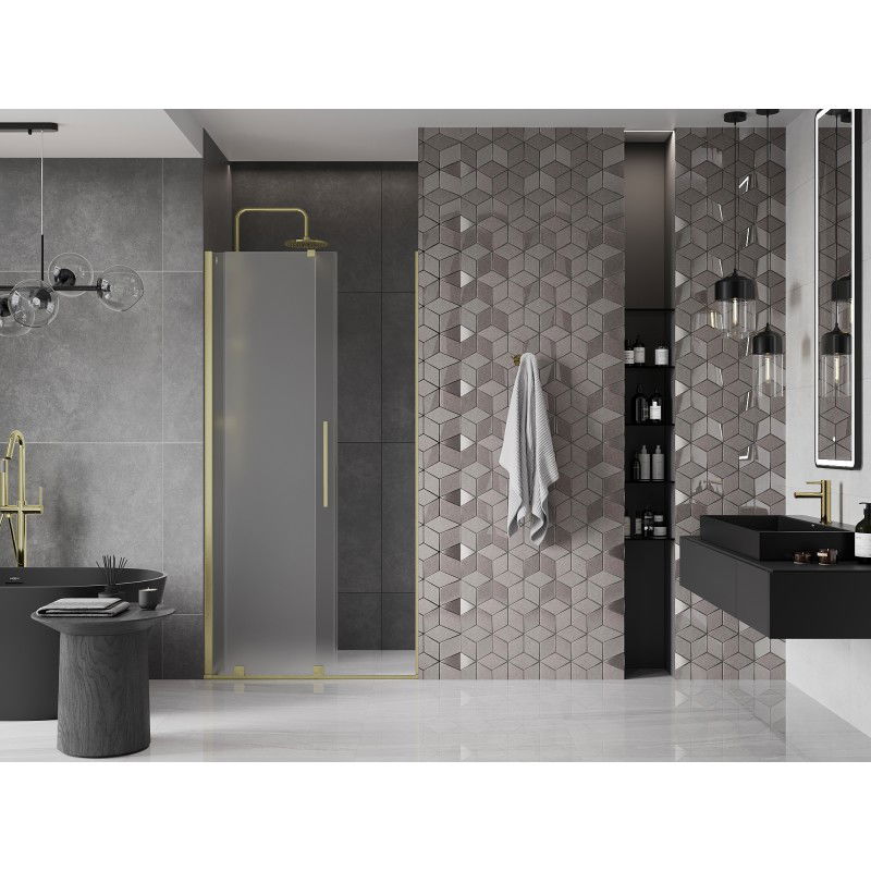 Mexen Velar sliding shower door 90 cm, frosted, gold brushed - 871-090-000-31-55