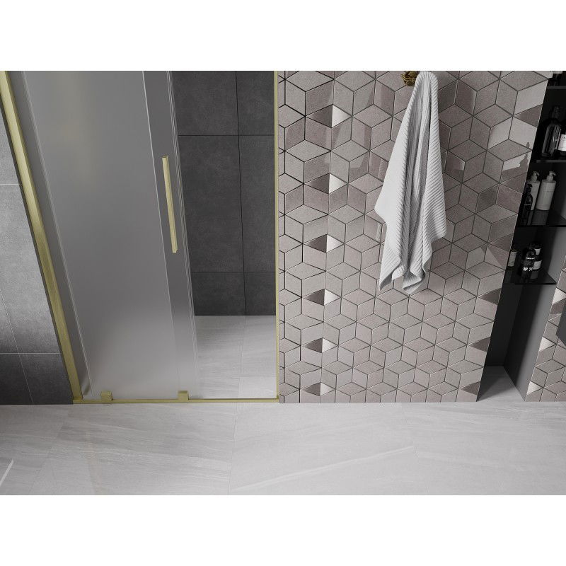 Mexen Velar sliding shower door 120 cm, frost, brushed gold - 871-120-000-31-55