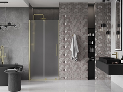 Mexen Velar sliding shower door 90 cm, frosted, gold brushed - 871-090-000-31-55