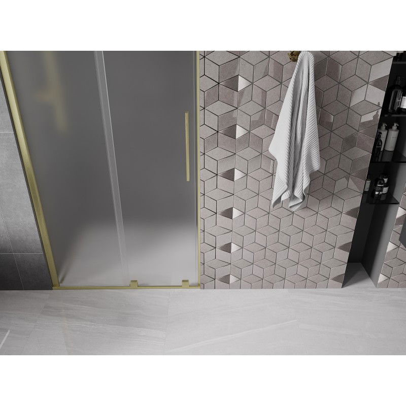 Mexen Velar shower doors sliding 110 cm, frosted, brushed gold - 871-110-000-31-55