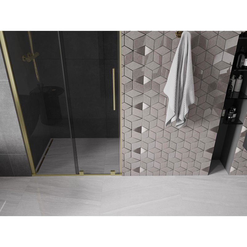 Mexen Velar sliding shower door 120 cm, graphite, brushed gold - 871-120-000-41-55