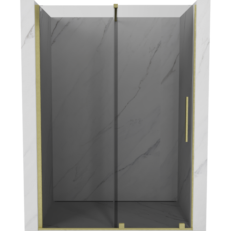 Mexen Velar sliding shower door 130 cm, graphite, brushed gold - 871-130-000-41-55