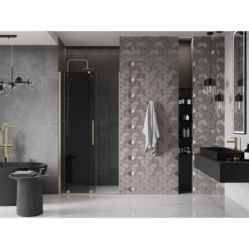 Mexen Velar sliding shower door 120 cm, graphite, brushed gold - 871-120-000-41-55
