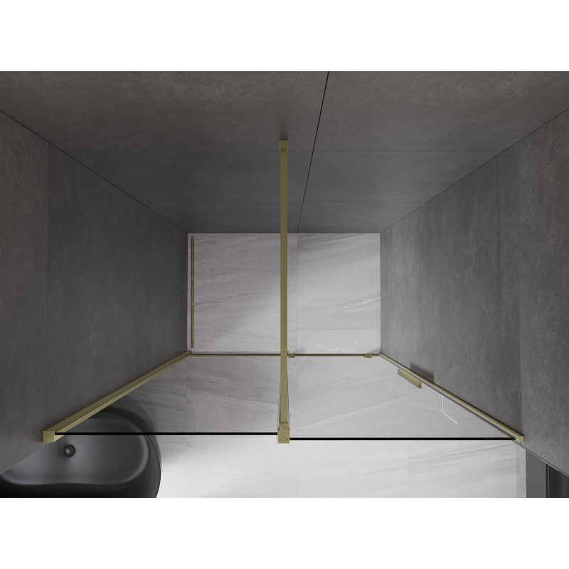 Mexen Velar sliding shower door 130 cm, graphite, brushed gold - 871-130-000-41-55