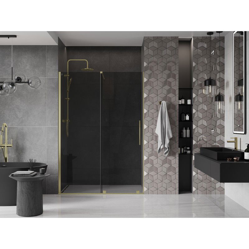 Mexen Velar sliding shower doors 150 cm, graphite, brushed gold - 871-150-000-41-55