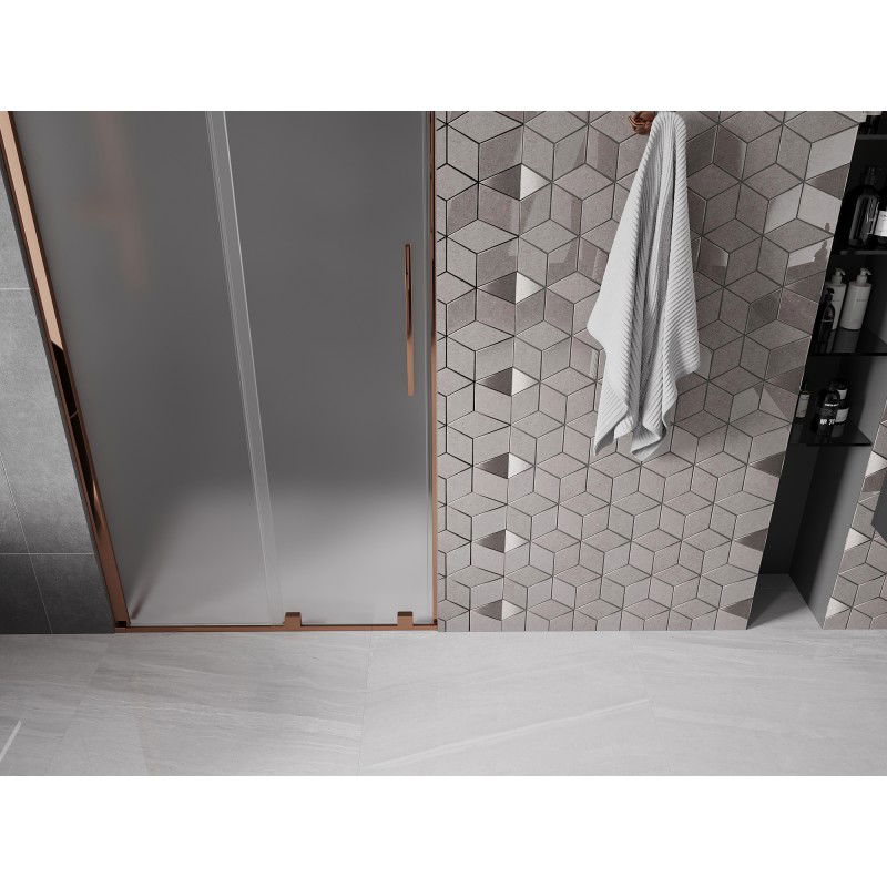 Mexen Velar sliding shower door 100 cm, frost, rose gold - 871-100-000-31-60
