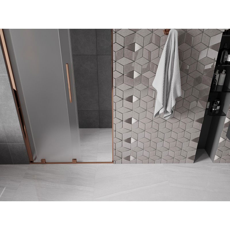 Mexen Velar sliding shower door 120 cm, frosted, rose gold - 871-120-000-31-60