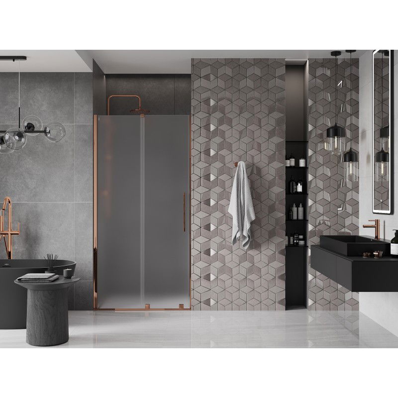 Mexen Velar sliding shower door 120 cm, frosted, rose gold - 871-120-000-31-60