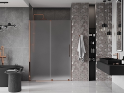 Mexen Velar sliding shower door 140 cm, frosted, rose gold - 871-140-000-31-60