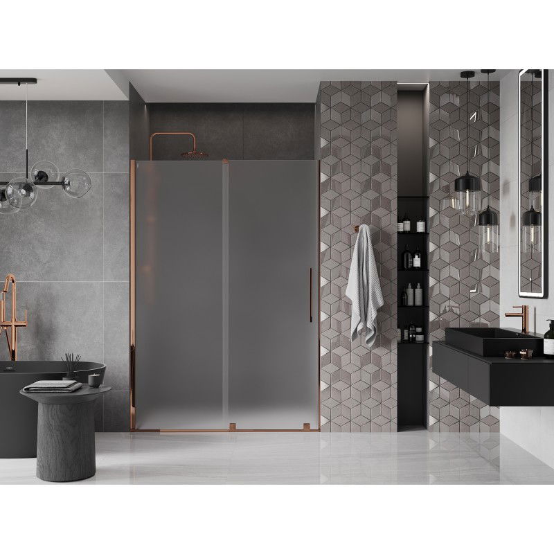 Mexen Velar sliding shower door 130 cm, frost, rose gold - 871-130-000-31-60