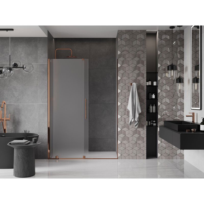 Mexen Velar sliding shower door 140 cm, frost, rose gold - 871-140-000-31-60