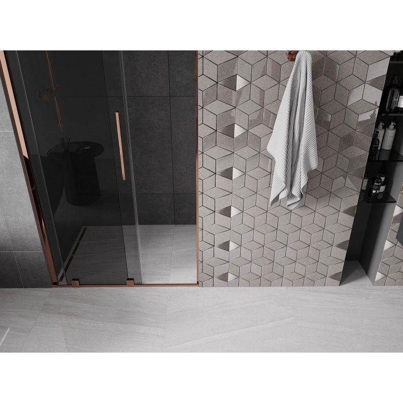 Mexen Velar sliding shower door 100 cm, graphite, rose gold - 871-100-000-41-60