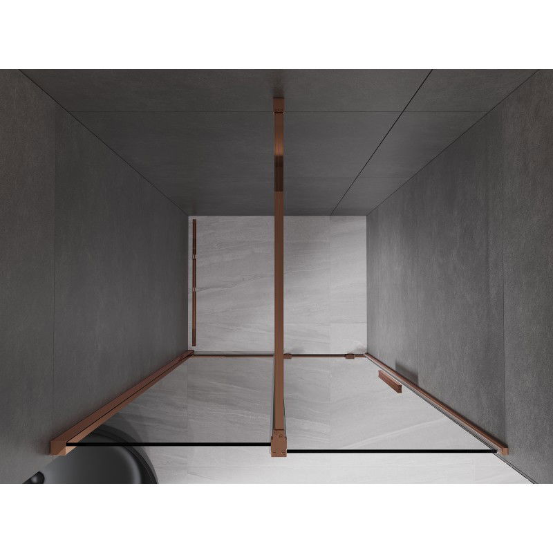 Mexen Velar sliding shower door 90 cm, graphite, rose gold - 871-090-000-41-60
