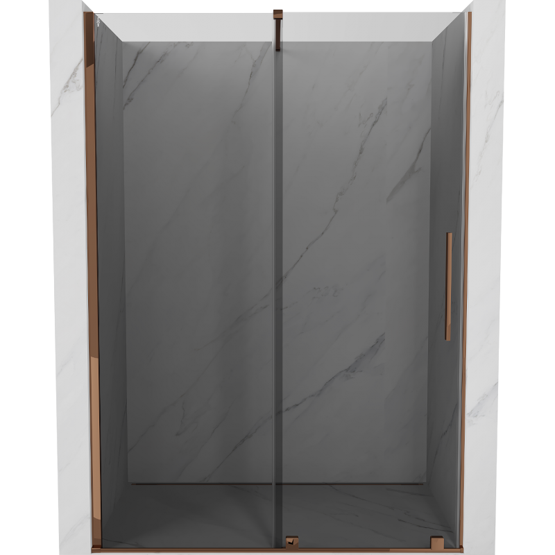 Mexen Velar sliding shower door 130 cm, graphite, rose gold - 871-130-000-41-60