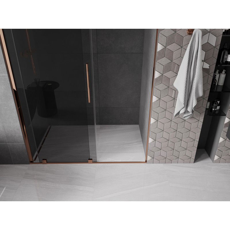 Mexen Velar Sliding Shower Doors 130 cm, Graphite, Rose Gold - 871-130-000-41-60