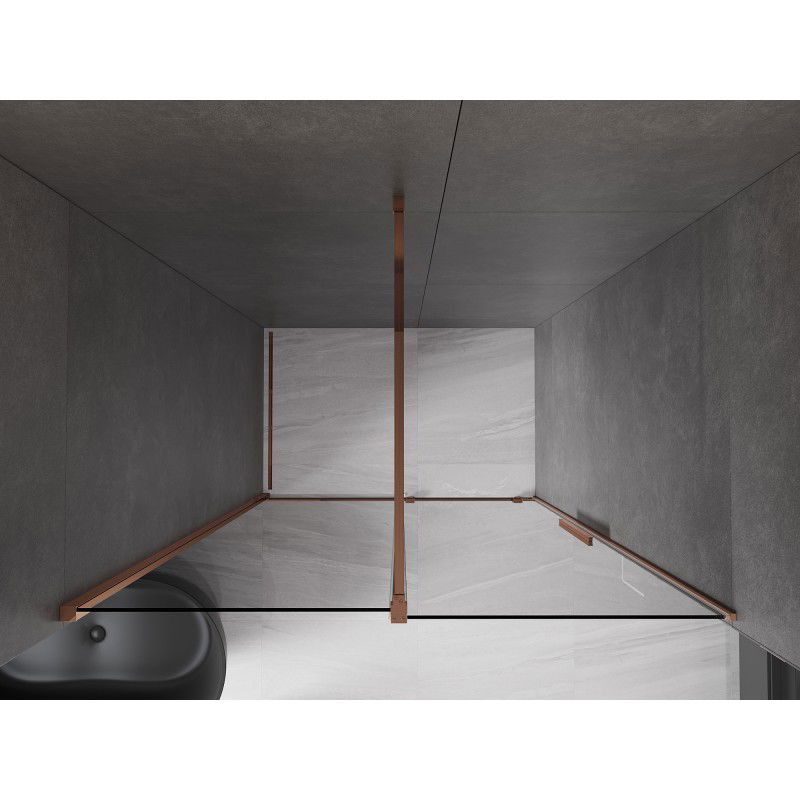 Mexen Velar sliding shower doors 160 cm, graphite, rose gold - 871-160-000-41-60