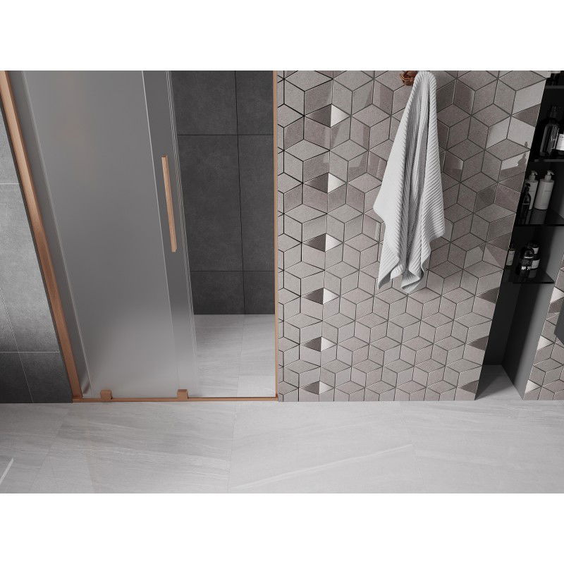 Mexen Velar sliding shower door 100 cm, frost, brushed copper - 871-100-000-31-65