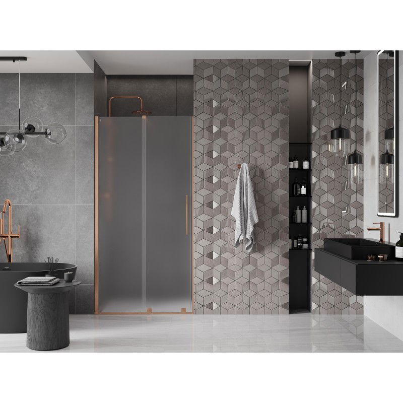 Mexen Velar sliding shower doors 110 cm, frost, brushed copper - 871-110-000-31-65