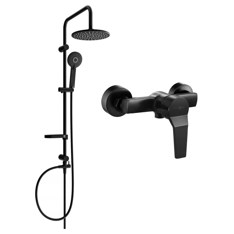 Mexen Caro Carl surface-mounted shower set with showerhead and shower faucet, black - 746640240-70