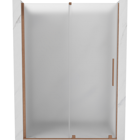 Mexen Velar 130 cm Sliding Shower Door, Frosted, Brushed Copper - 871-130-000-31-65