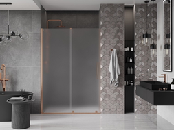Mexen Velar sliding shower door 130 cm, frosted, brushed copper - 871-130-000-31-65