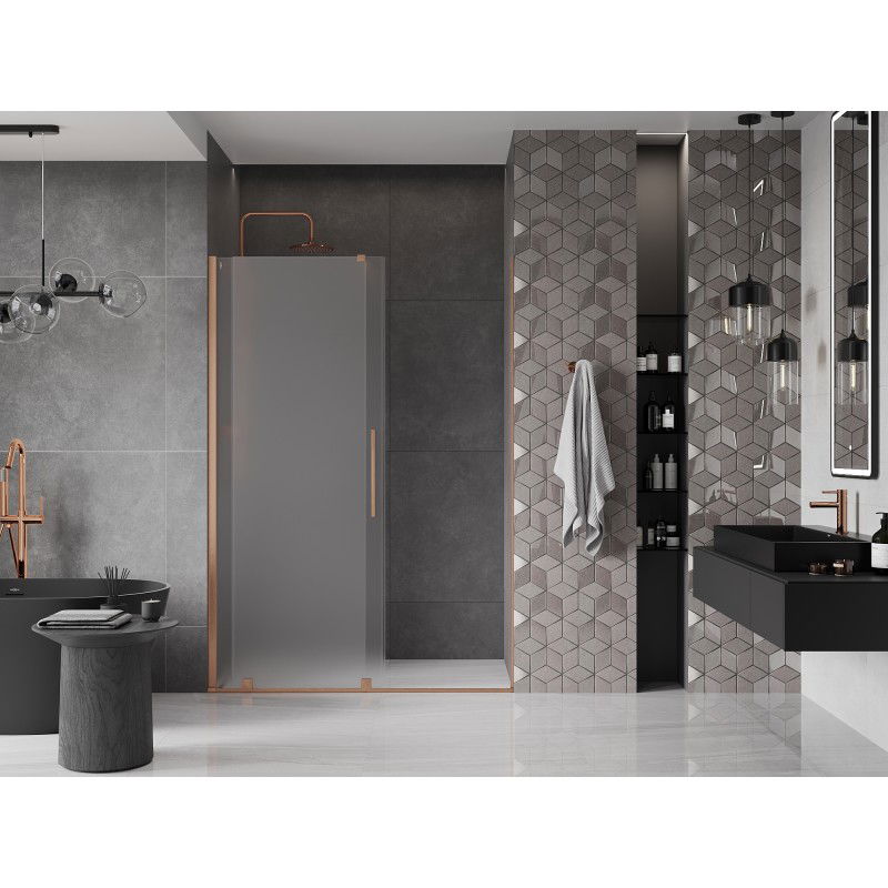 Mexen Velar 160 cm Sliding Shower Door, Frosted, Brushed Copper - 871-160-000-31-65