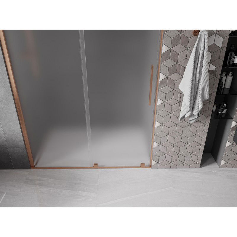 Mexen Velar sliding shower doors 140 cm, frost, brushed copper - 871-140-000-31-65