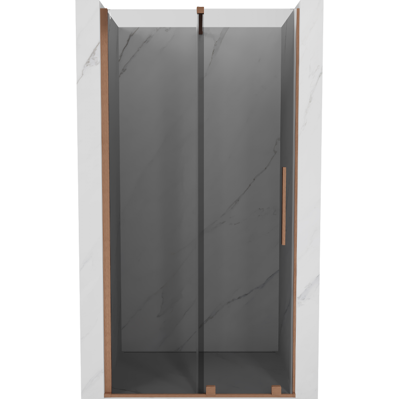 Mexen Velar sliding shower door 100 cm, graphite, brushed copper - 871-100-000-41-65