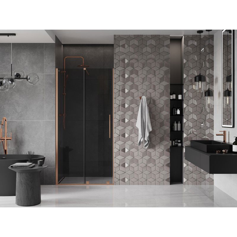 Mexen Velar sliding shower doors 100 cm, graphite, brushed copper - 871-100-000-41-65