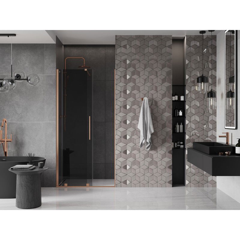 Mexen Velar sliding shower doors 100 cm, graphite, brushed copper - 871-100-000-41-65