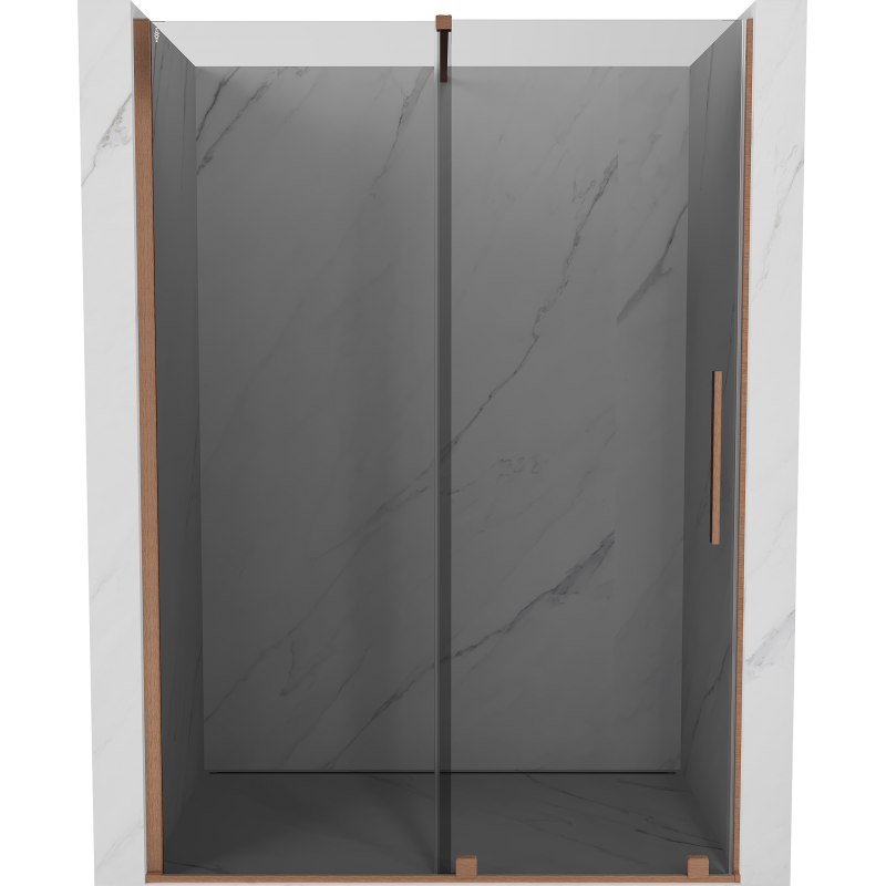 Mexen Velar sliding shower door 150 cm, graphite, brushed copper - 871-150-000-41-65