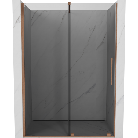 Mexen Velar sliding shower door 150 cm, graphite, brushed copper - 871-150-000-41-65
