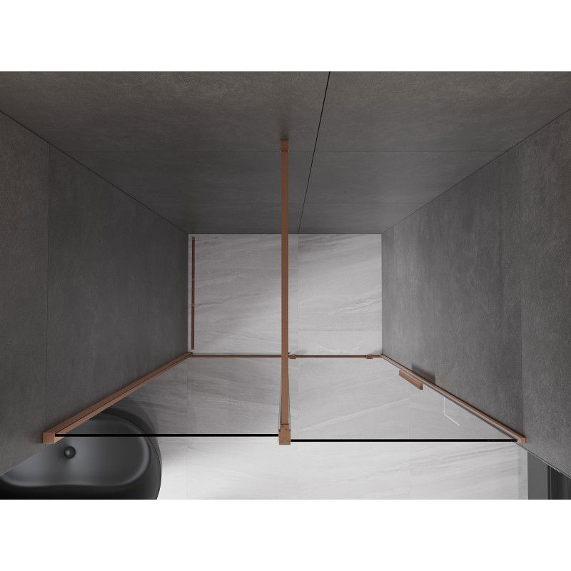 Mexen Velar sliding shower door 150 cm, graphite, brushed copper - 871-150-000-41-65