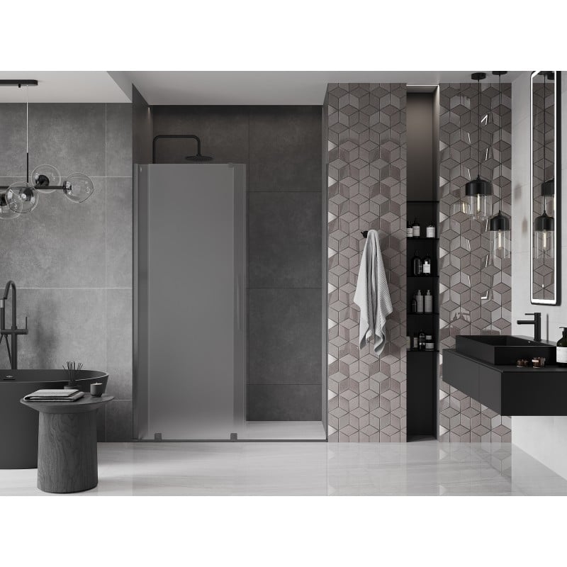 Mexen Velar Sliding Shower Doors 160 cm, Frosted, Brushed Gun Gray - 871-160-000-31-66