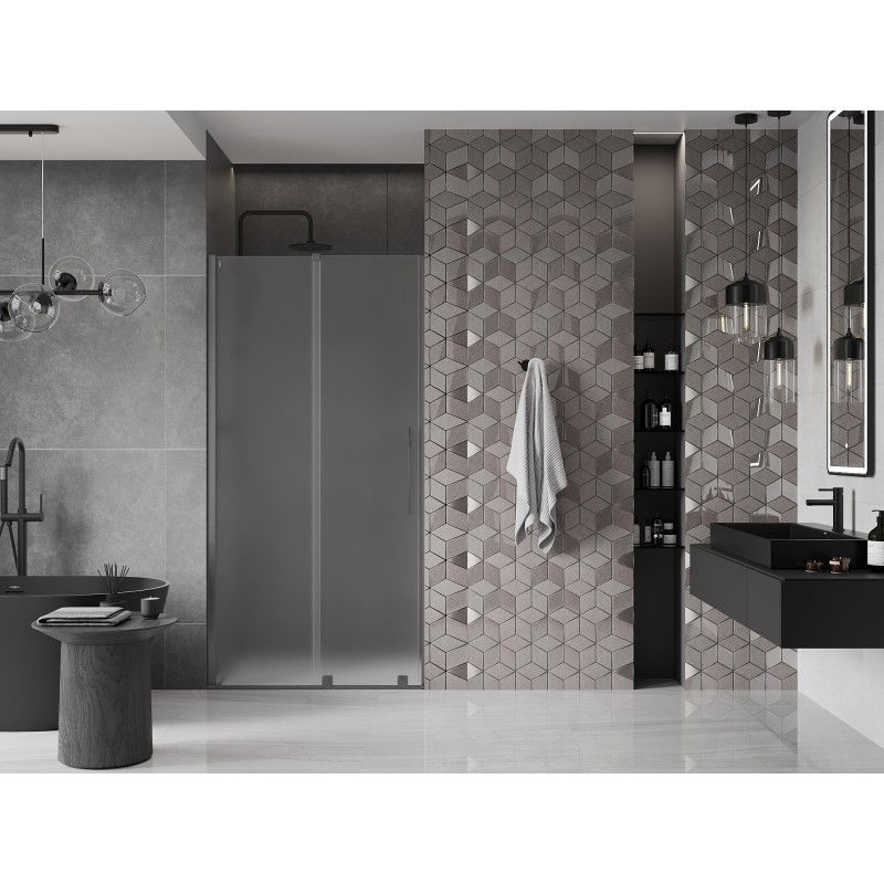 Mexen Velar sliding shower door 100 cm, frost, brushed gun gray - 871-100-000-31-66